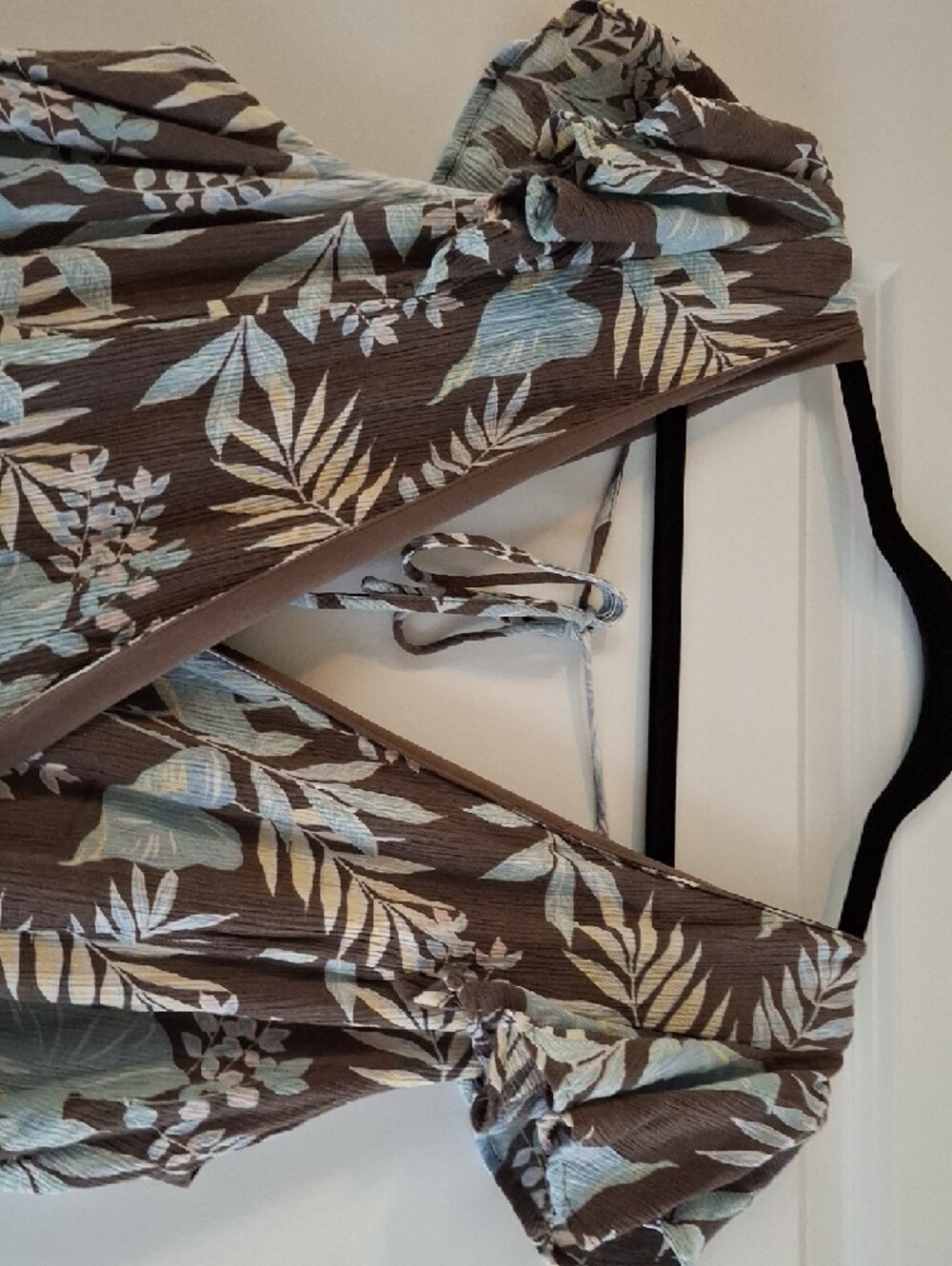 Torrid Brown Maxi Romper Dress with Light Blue and Cream Floral Print - Picture 5 of 6